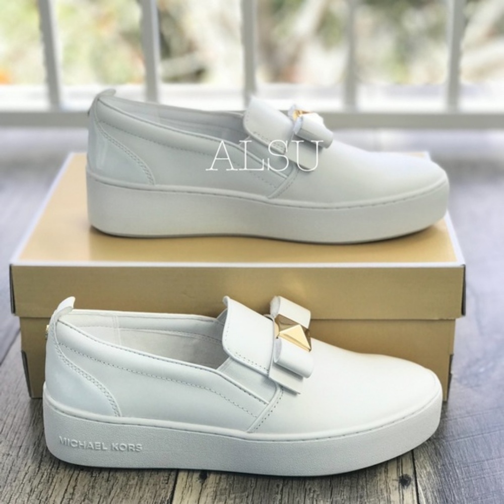 Michael Kors Aliza Slip On Leather Optic White W - Picture 2 of 8